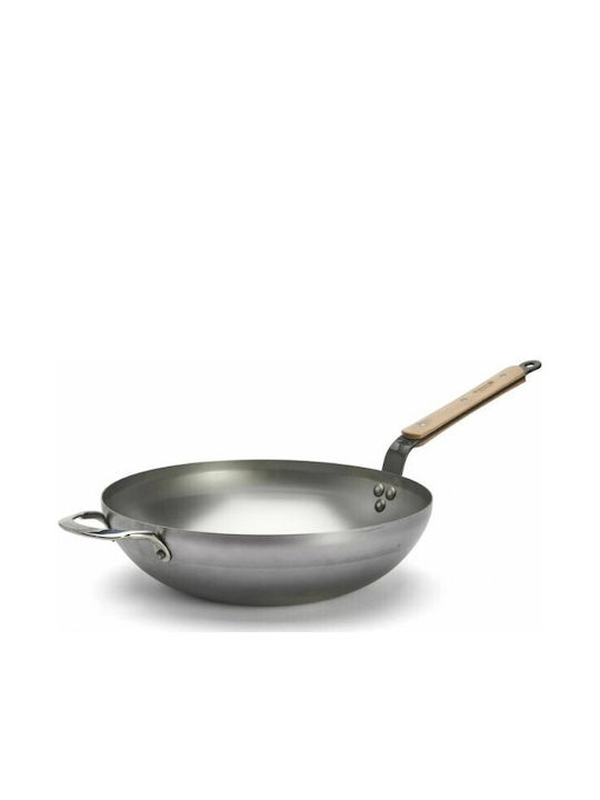 De Buyer Mineral B Wok made of Aluminum with St...