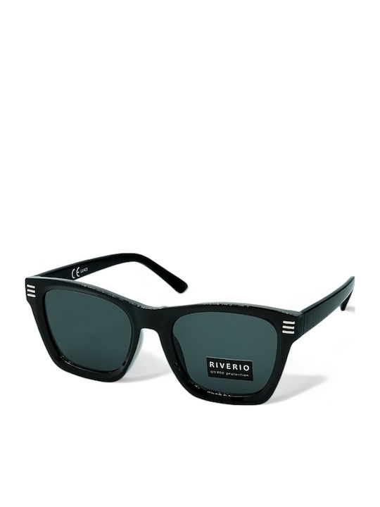 Riverio Unisex Γυαλιά Ηλίου με Μαύρο Κοκκάλινο Σκελετό και Μαύρο Ντεγκραντέ Φακό