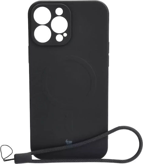 Bizon Silicone Magnetic Umschlag Rückseite Silikon / Gehärtetes Glas Schwarz (iPhone 13 Pro Max)