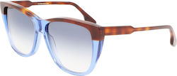 Victoria Beckham Sunglasses Brown with Acetate Frame & Blue Lens
