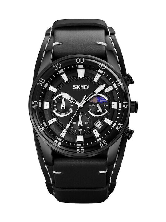 Skmei Men's Watch Chronograph Battery with Black Leather Strap