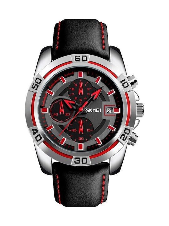 Skmei Men's Watch Battery with Black Leather Strap
