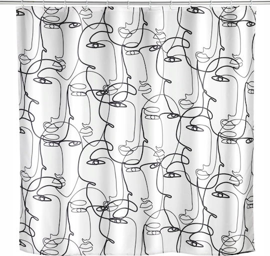Wenko Κουρτίνα Μπάνιου 180x200cm Black And White