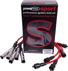 Запалителни кабели Powertec Powertec Audi 80 100 A6 A8 Vw Passat 2.4 2.6 2.8l 90-00 червени