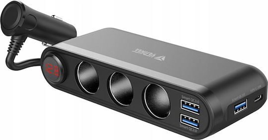 Yenkee Car Charger with Ports: 3xUSB 1xType-C 3xLighter