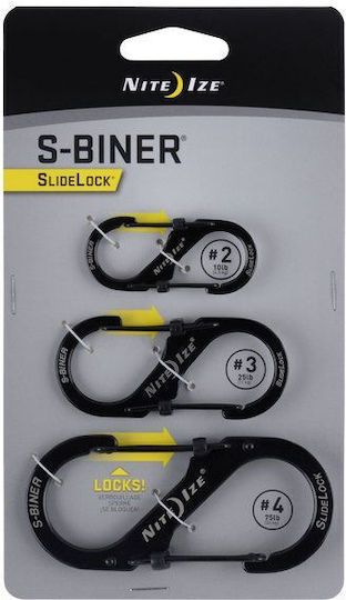 Nite Ize Καραμπίνερ S-biner Slidelock Ανοξείδωτο Μαύρο 3 Τεμ