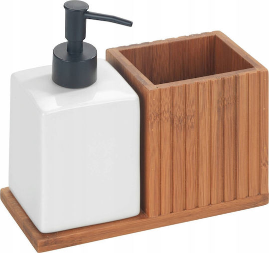 Wenko Bamboo Liquid Dispenser Organizer Mera