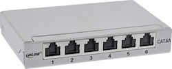 Inline Patch Panel Cat.6a 0.5u 6-port Table Wall Rail Dust Protection Grey Inline Patch Panel Cat.6a 0.5u 6-port Table Wall Rail Dust Protection Grey