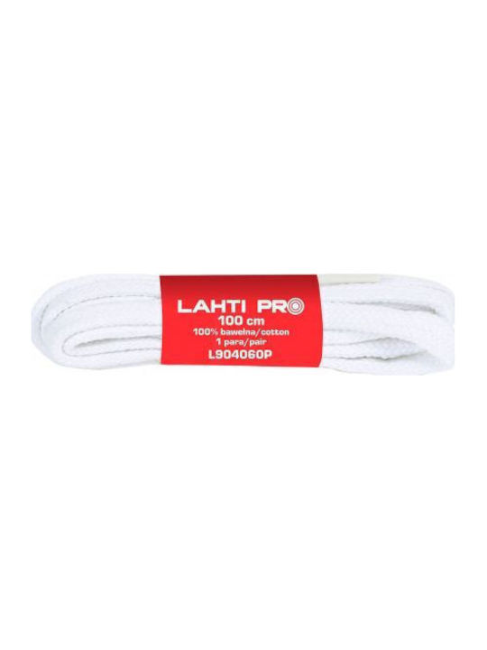 Lahti Pro Flache Schnürsenkel 100% Baumwolle Weiß L904060p 10 Paar 100cm Lahti