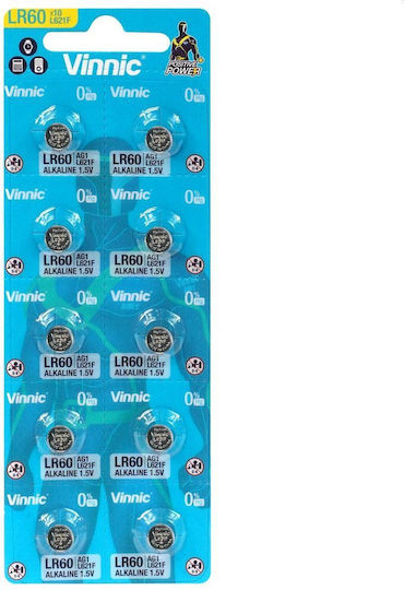 Vinnic Baterii alcaline Baterii de ceas pentru ceasuri LR60 3V 10buc