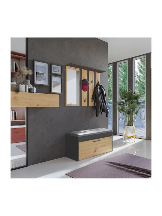 Parma Антре с Огледало & Закачалка Dąb Artisan, Antracyt 100x15x81.5бр