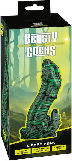 Beasty Cocks Lizard Peak Dildo Glass Dildo With Suction Cup Black 22cm