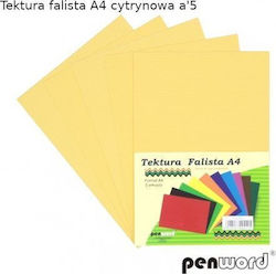 Penword Κυματοειδές Χαρτόνι Penword A4 5 Φύλλα Λεμονί Penword