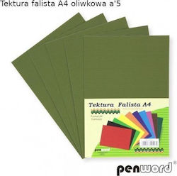 Penword Κυματοειδές Χαρτόνι Penword A4 5 Φύλλα Ελαιόχρωμο Penword Targi