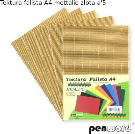 Гофриран картон Penword A4 5 листа металик злато Penword