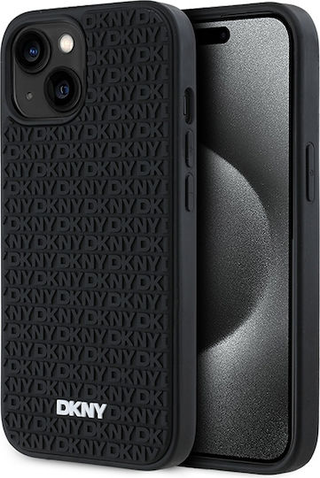 DKNY Repeat Pattern Umschlag Rückseite Kunststoff Schwarz (iPhone 15)