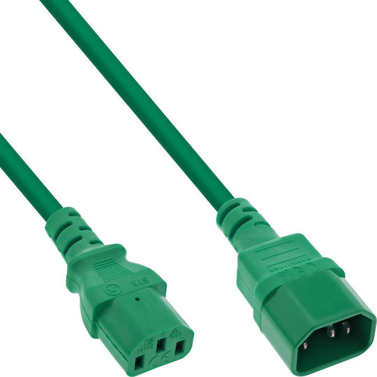 InLine IEC C13 / IEC C14 - IEC C13 / IEC C14 Cable 0.75m Πράσινο