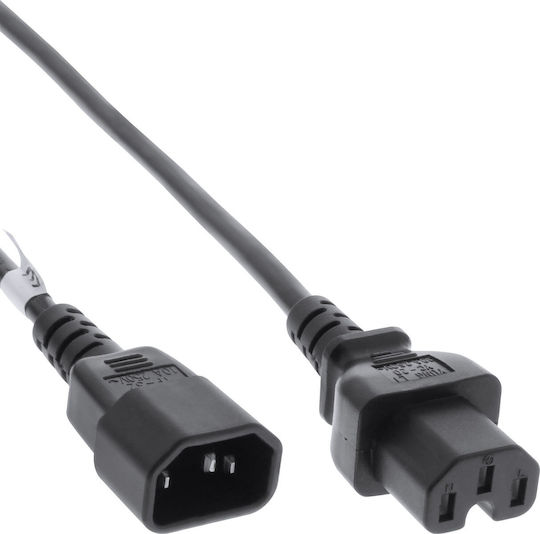 InLine IEC C15 / IEC C14 - IEC C15 / IEC C14 Cable 2m Μαύρο