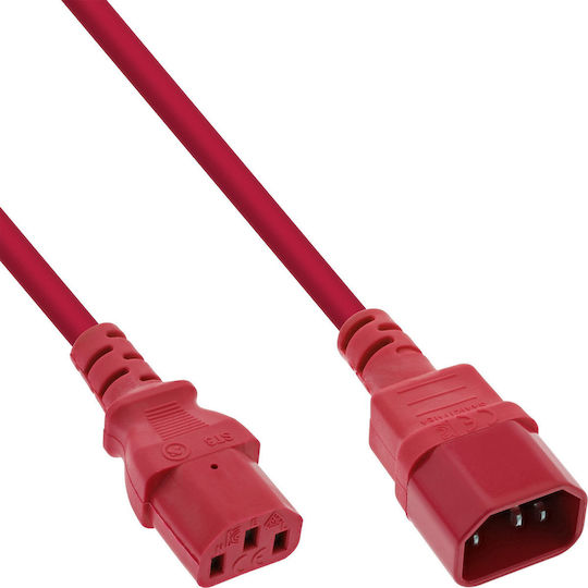 InLine IEC C13 / IEC C14 - IEC C13 / IEC C14 Cable 1m Red