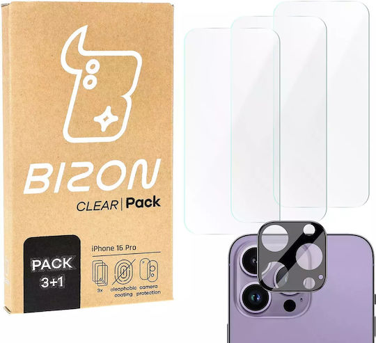 Bizon Screen Glass + Προστασία Κάμερας Tempered Glass Διάφανο για το Apple iPhone 16 Pro