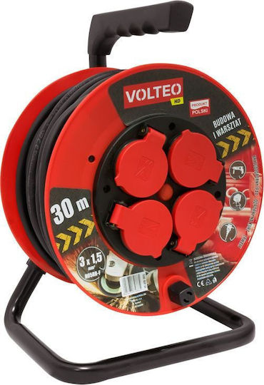 Volteo Waterproof Extension Reel Cord 50m Red