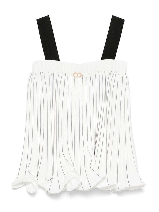Bluză pentru copii Fără mâneci Albă -girls’ Pleated Blouse-skirt-251gj2ql1