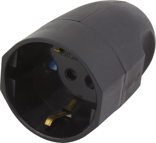 Ștecher Schuko Feminin 2p+e 16a Drept Negru Scame