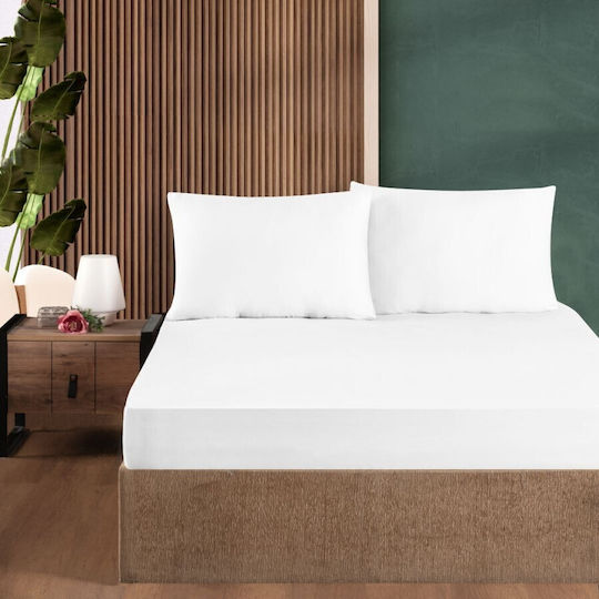 First Choice Bettwäsche-Set mit 2 Kissenbezügen King Size mit Gummiband 180x200cm. White 3Stück