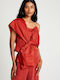 Women's Crop Top Sleeveless with Zipper Brown