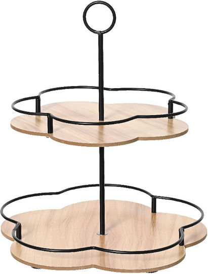 Kaemingk Wooden Dessert Tower Stand with 2 Tiers Brown 28.5x28.5x33cm