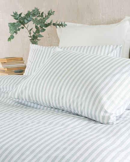 Rythmos Cotton Duvet Cover Set 160x250cm Single With Pillowcase Eloise Green
