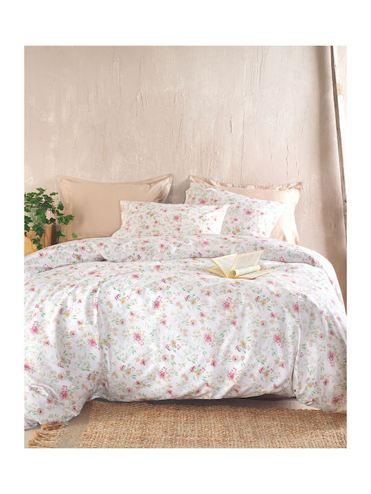 Rythmos Bettbezug-Set Baumwolle Übergröße mit 2 Kissenbezügen 225x250 Sorin Pink
