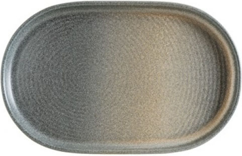 Bonna Farfurie joasă Oval din Porțelan Gri 12x15cm 12buc