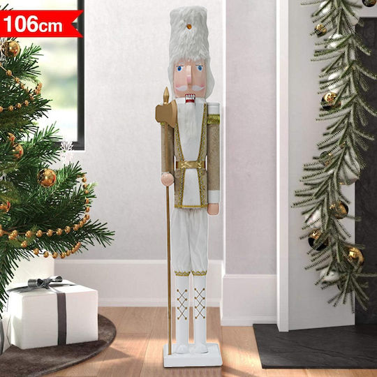 Bakaji Wooden Christmas Nutcracker White