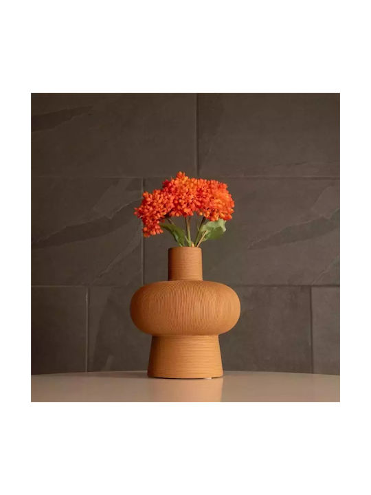 GloboStar Διακοσμητικό Βάζο Κεραμικό Artificial Garden Corneol Καφέ Φ17xΥ20cm