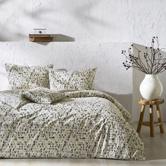 Tac Bettbezug-Set Baumwolle Doppelbett mit 2 Kissenbezügen & 1 Bettlaken 200x220 Gray