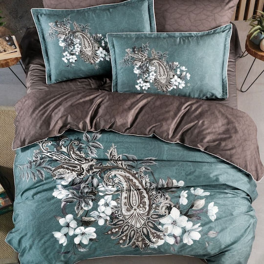 First Choice Set Husă de Pilotă Dublă cu 4 Fețe de Pernă & 1 Cearsaf 200x220 Turcoaz