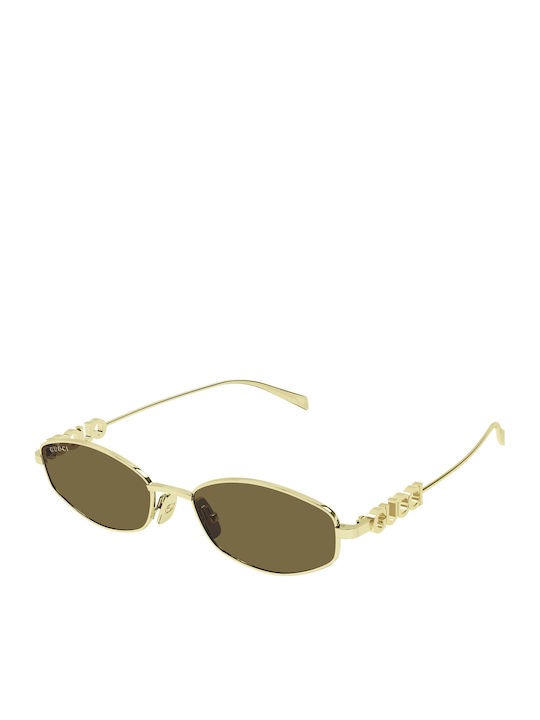 Gucci Sunglasses Χρυσά with Metal Frame & Brown Lens