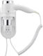 Bakaji Silver Hotel Hair Dryer 1.6kW with Spiral Cable up to 14.5cm