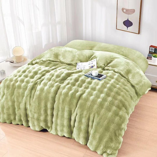 Pucioasa Pătură Blănoasă Dublă 200x230cm Verde Deschis