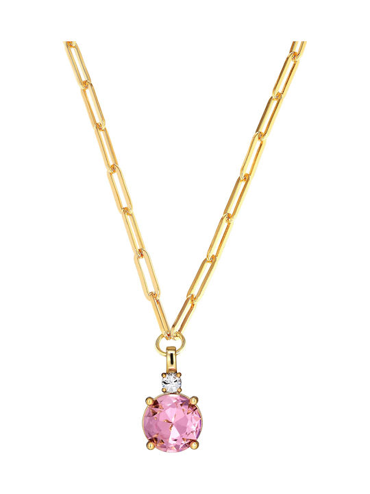 Dyrberg/Kern Necklace with Pink Gold Plated Steel with Stones