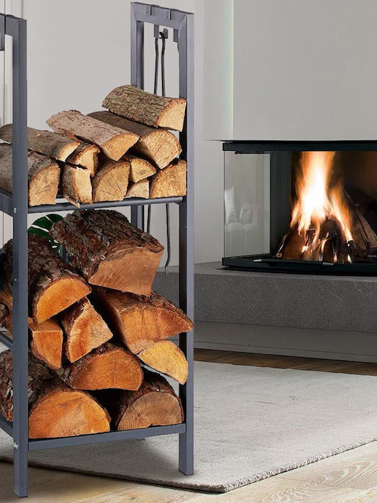 Bakaji Metallisch Regal Holzlagerung 100x40x30cm Bakaji Metallisch Regal Holzlagerung 100x40x30cm