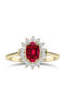 Chrilia Single Stone Ring In 18K Gold With Ruby & Diamonds