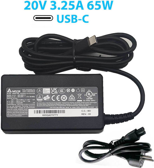 Оригинален захранващ адаптер за лаптоп Delta Adp-65ke B 20.0v 3.25a 65w Usb-c