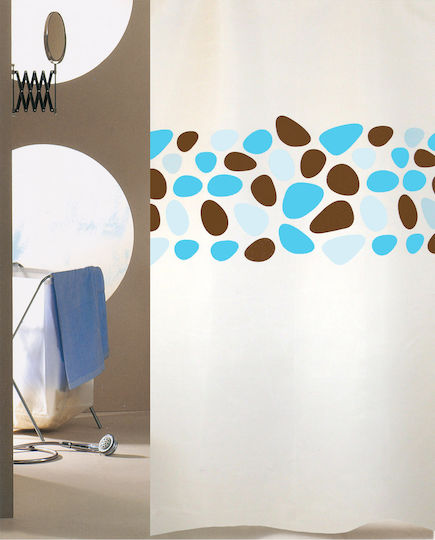 San Lorentzo Pebbles Κουρτίνα Μπάνιου Υφασμάτινη 180x200cm Τυρκουάζ