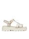 Adacter Leder Flache Sandalen für Damen in Ecru Farbe