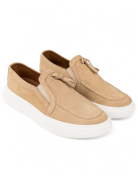 Suede Ανδρικά Loafers σε Μπεζ Χρώμα