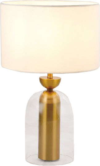 Elmark Table Lamp for Socket E27 with White Shade and Gold Base