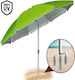 Bakaji Folding Beach Umbrella Aluminum Diameter 2.1m with Air Vent Green