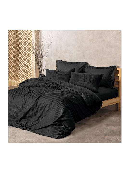 Cottonbox Set Husă de Pilotă Bumbac Single cu Față de Pernă & 1 Cearsaf 160x220 Negru